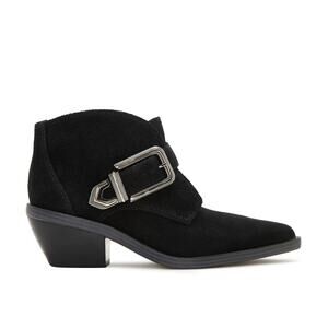 NEW Vince Camuto Ashena Black Suede Leather Buckle Zip Up Bootie Ankle Boots
